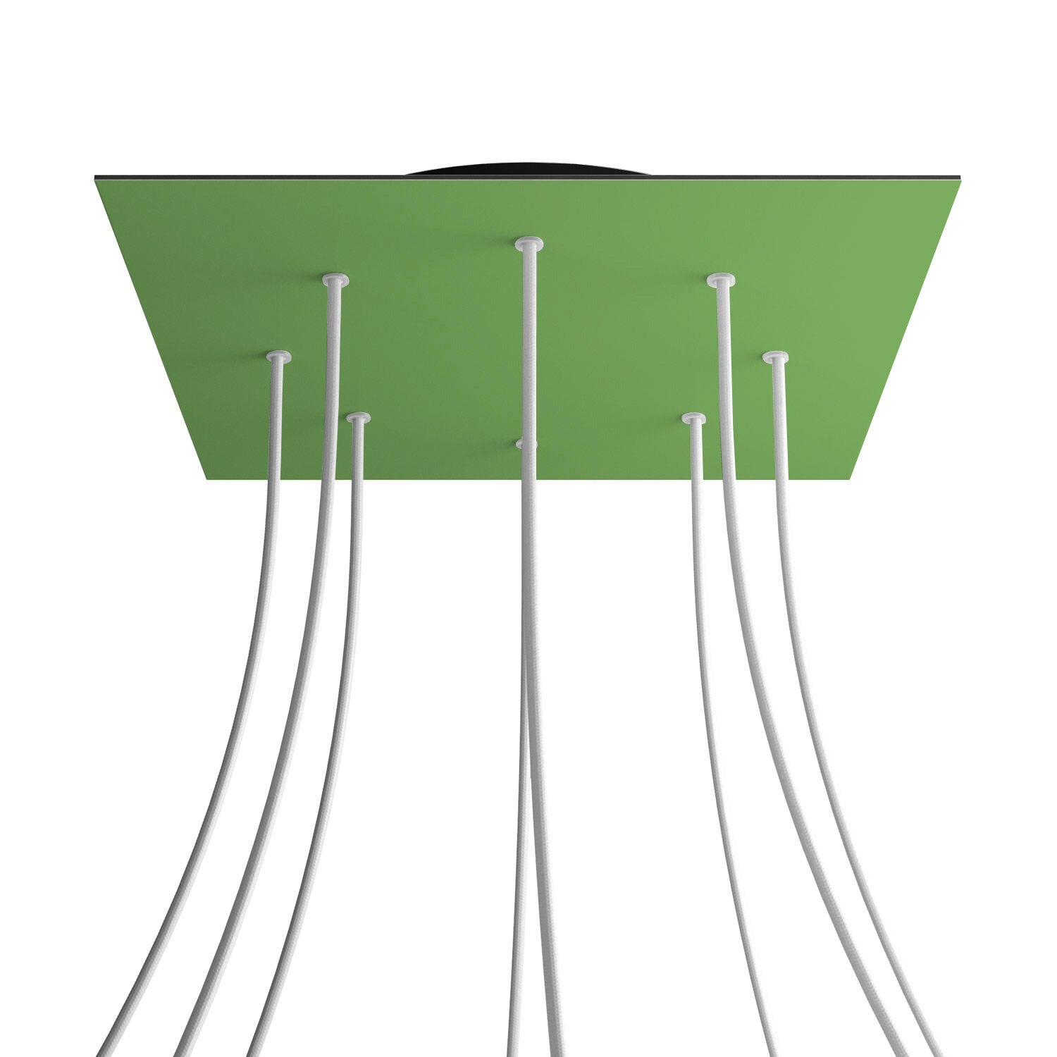Rosone XXL Rose-One quadrato, 400 mm con 8 fori e 4 fori laterali - Verde prato Nero