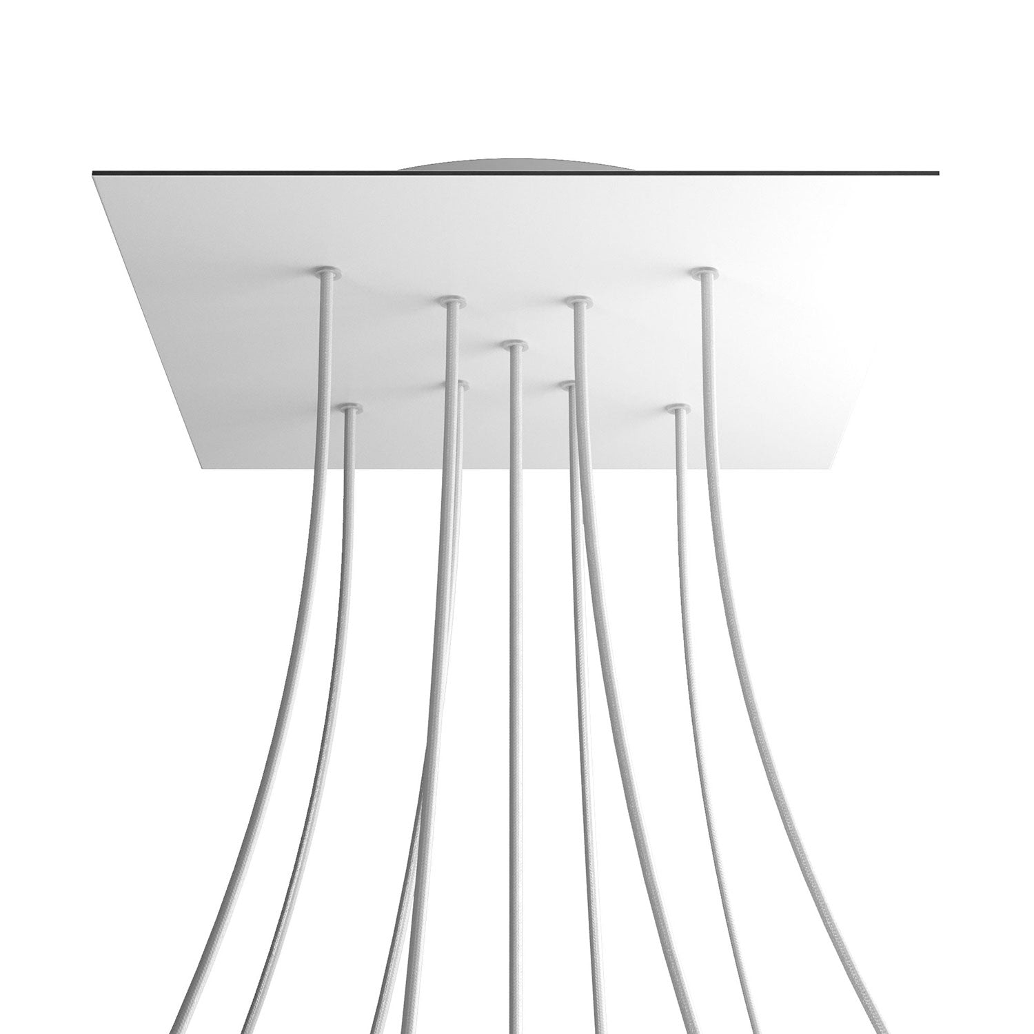 Rosone XXL Rose - One quadrato, 400 mm con 9 fori a X e 4 fori laterali - Bianco opaco - Creative Cables