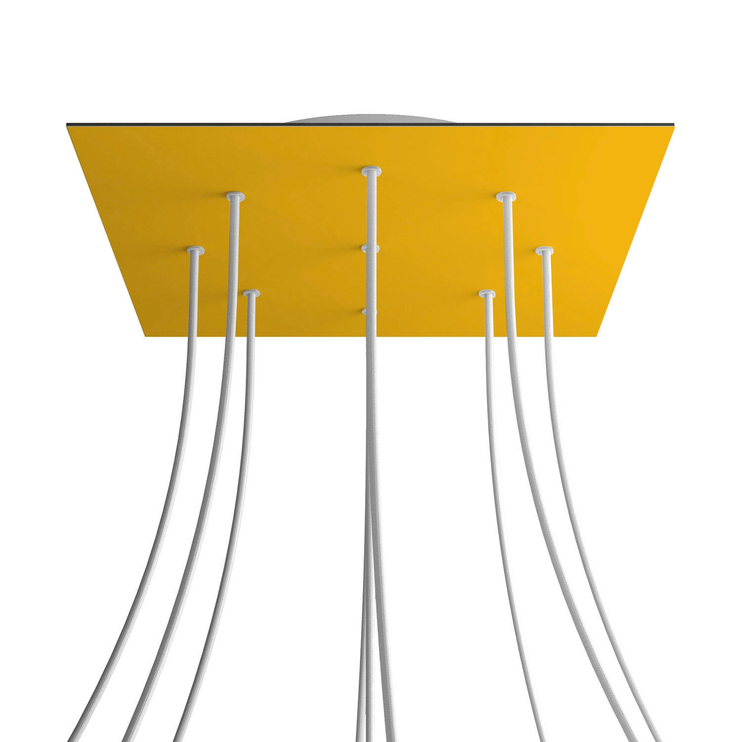 Rosone XXL Rose - One quadrato, 400 mm con 9 fori e 4 fori laterali - Mostarda - Creative Cables