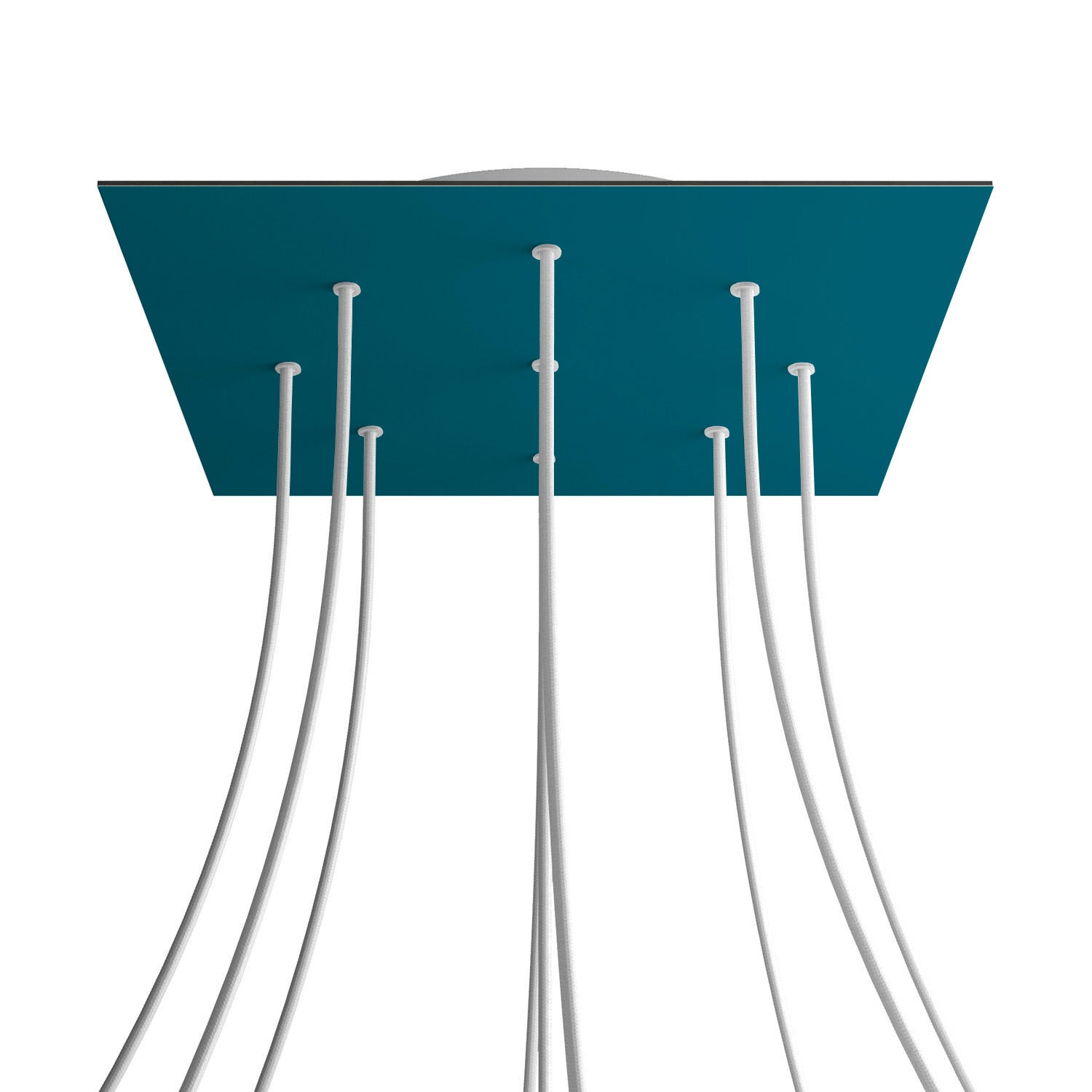 Rosone XXL Rose - One quadrato, 400 mm con 9 fori e 4 fori laterali - Petrolio - Creative Cables