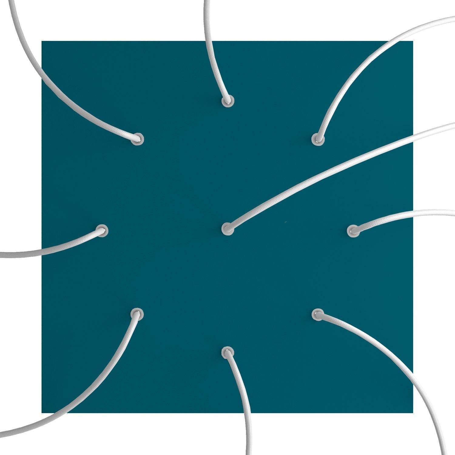 Rosone XXL Rose - One quadrato, 400 mm con 9 fori e 4 fori laterali - Petrolio - Creative Cables