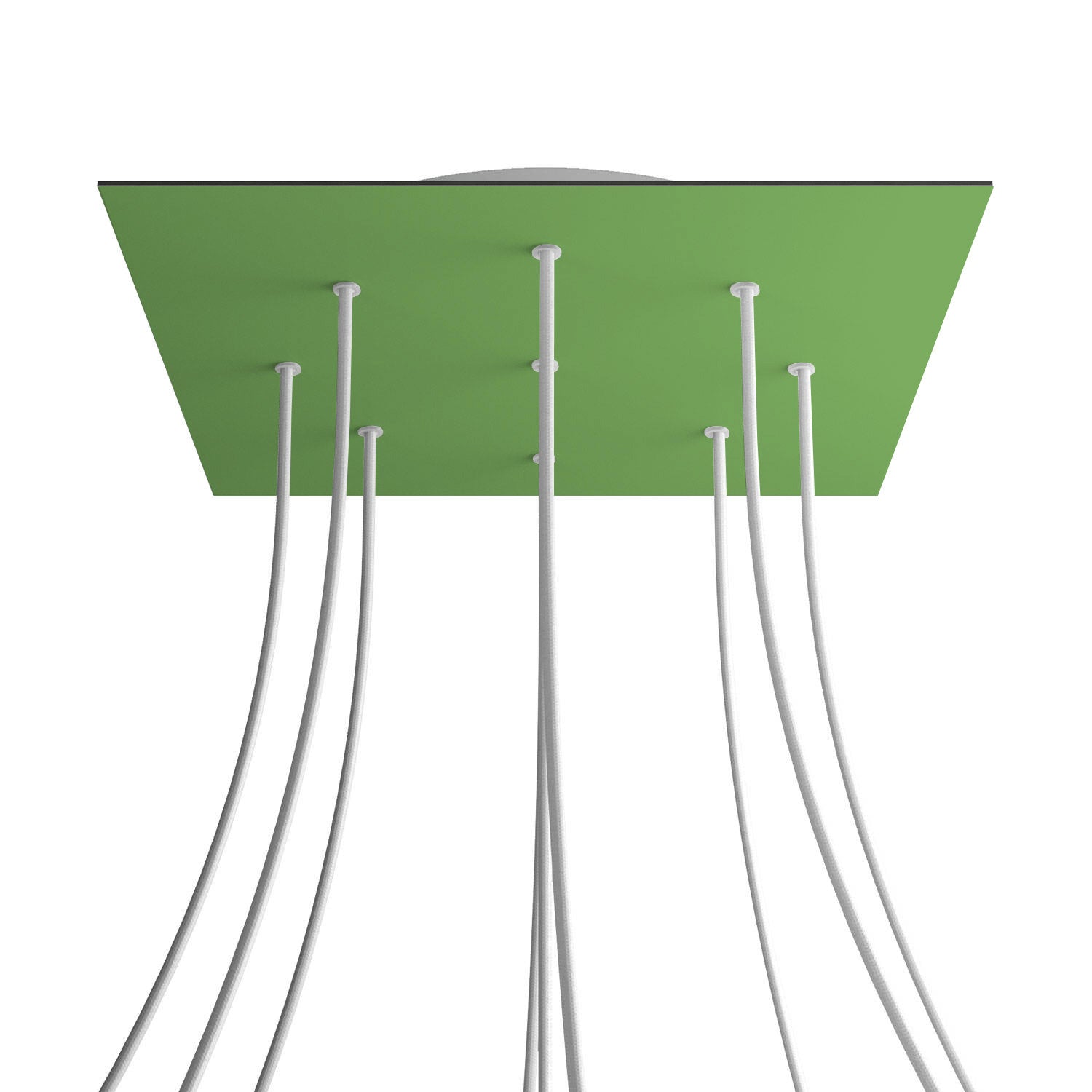 Rosone XXL Rose-One quadrato, 400 mm con 9 fori e 4 fori laterali - Verde prato Bianco