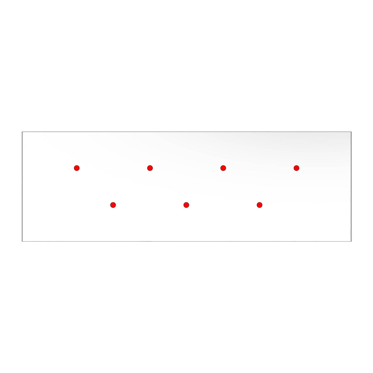 Rosone XXL Rose-One rettangolare a 7 fori e 6 fori laterali, dimensioni 675 x 225 mm - Dibond Bianco opaco Bianco