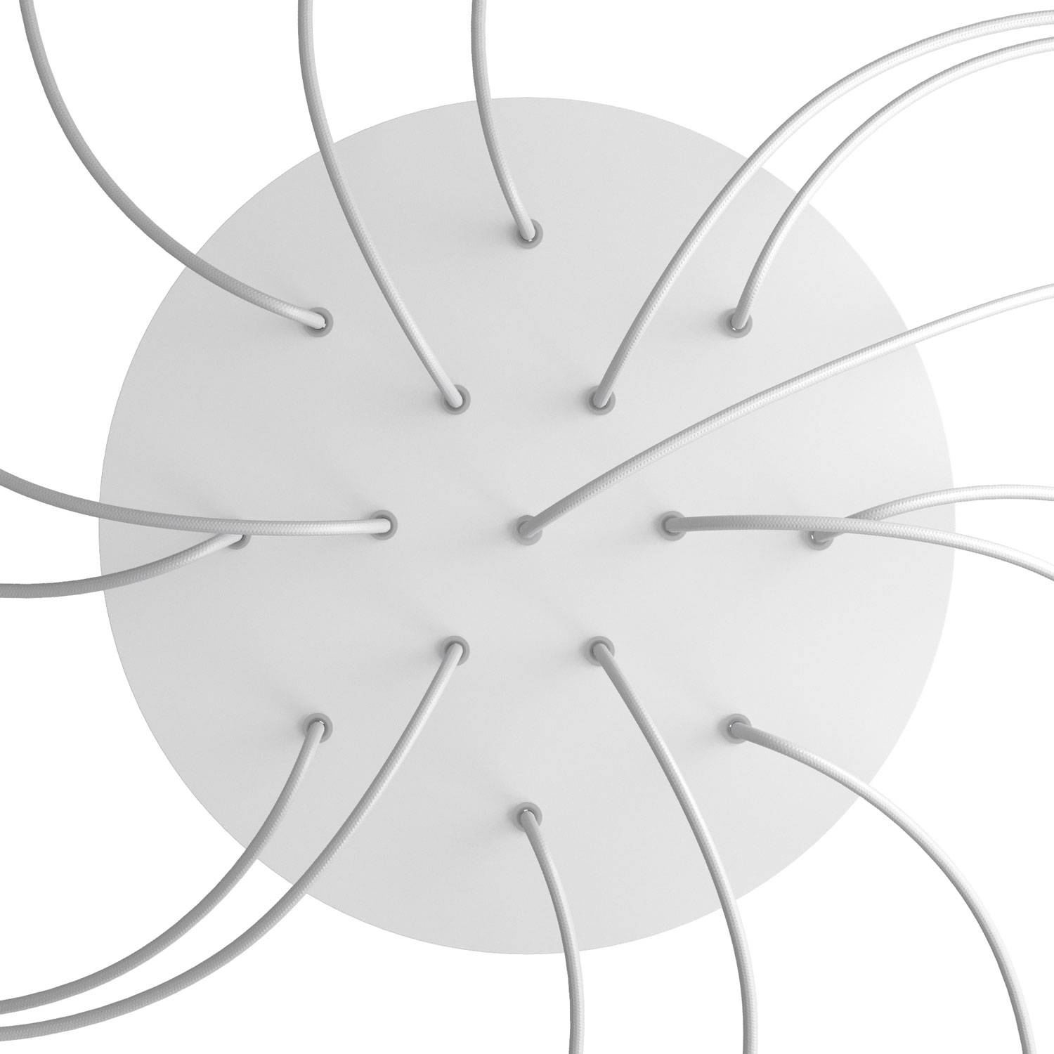 Rosone XXL Rose - One rotondo, diametro 400 mm con 15 fori e 4 fori laterali - Bianco opaco - Creative Cables