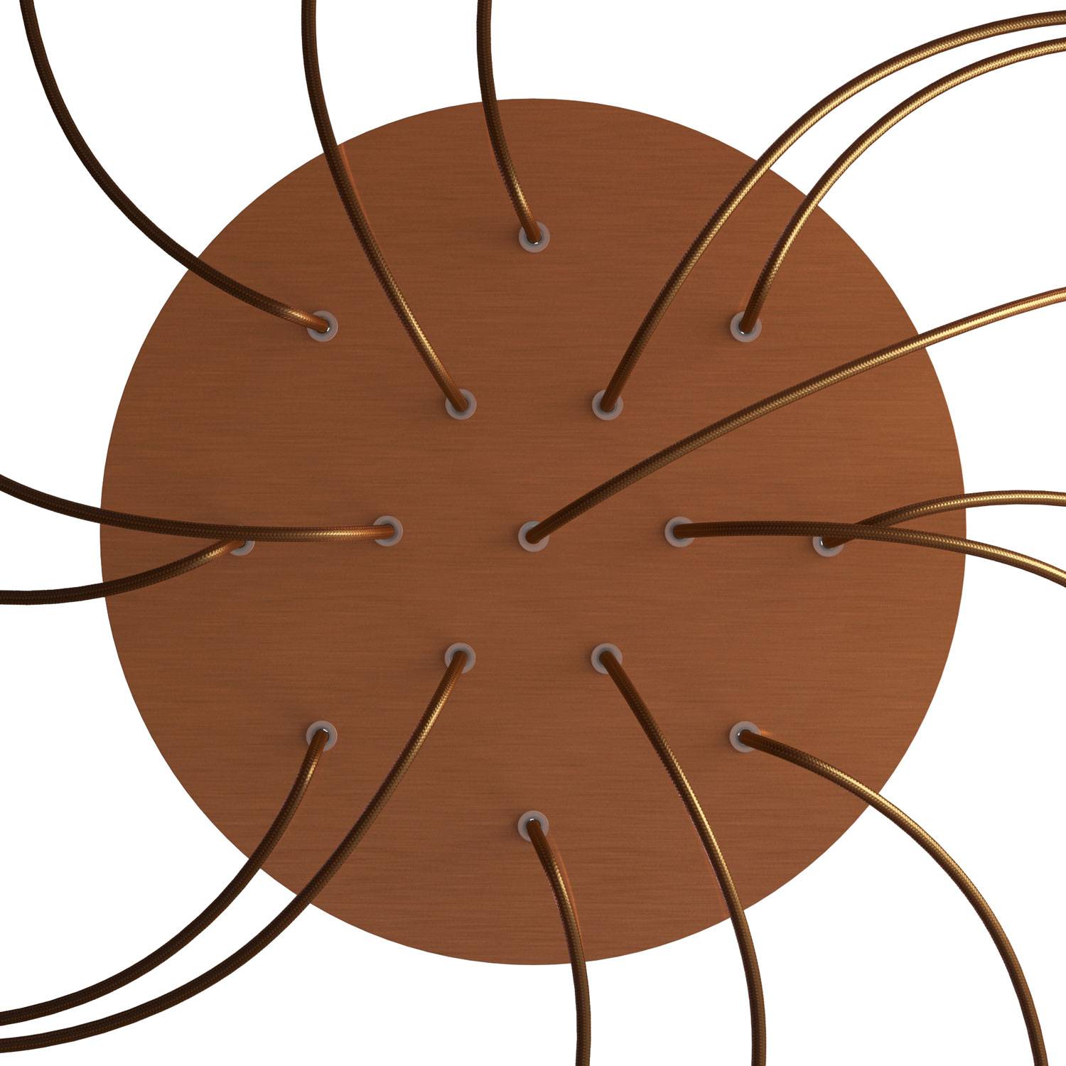 Rosone XXL Rose - One rotondo, diametro 400 mm con 15 fori e 4 fori laterali - Dibond Rame satinato - Creative Cables