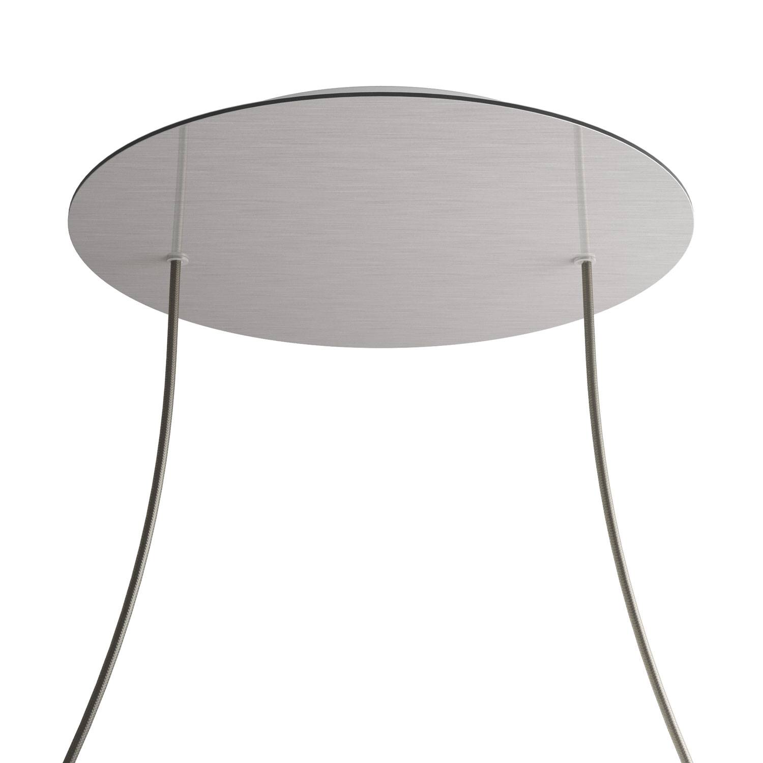 Rosone XXL Rose - One rotondo, diametro 400 mm con 2 fori e 4 fori laterali - Dibond Acciaio satinato - Creative Cables