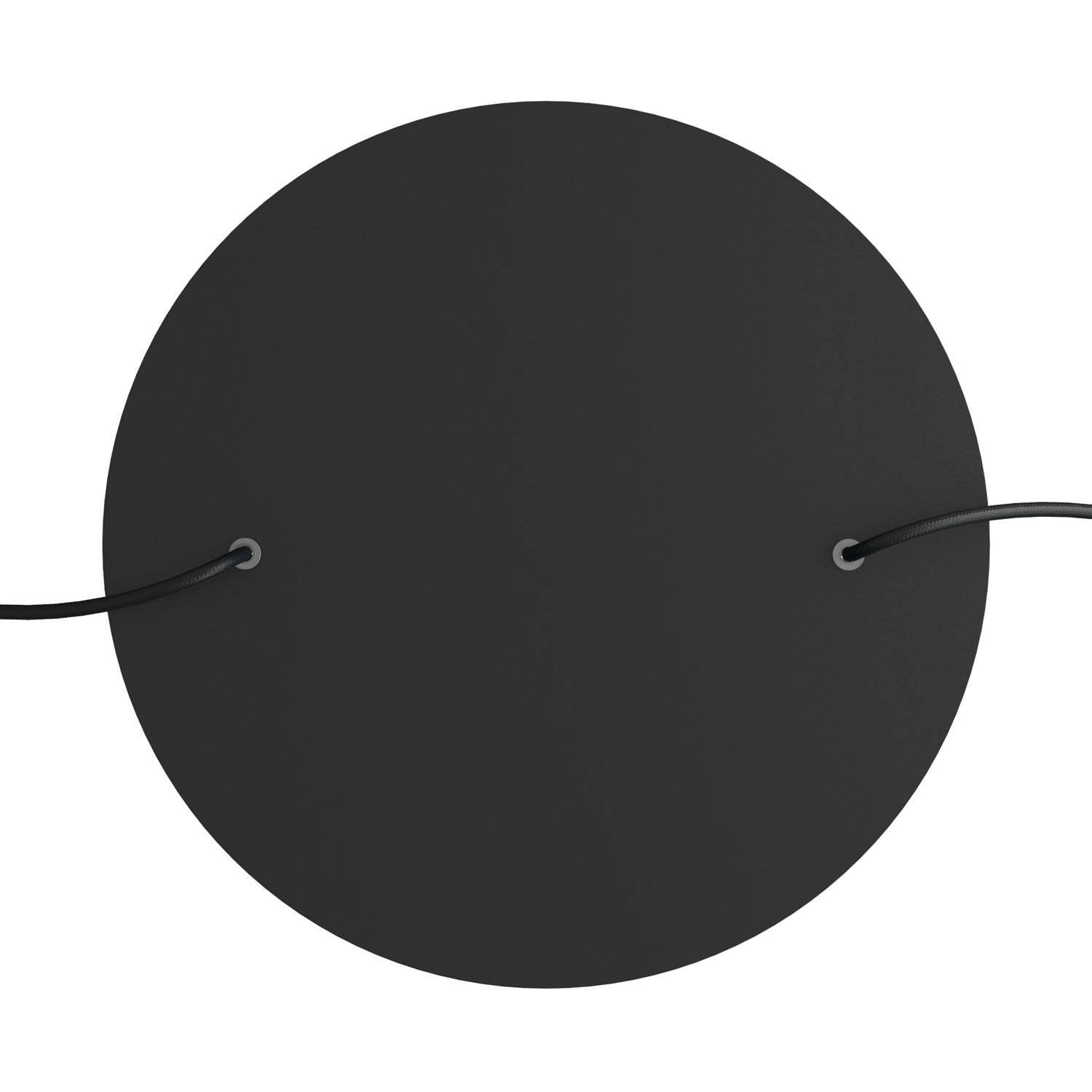Rosone XXL Rose - One rotondo, diametro 400 mm con 2 fori e 4 fori laterali - Nero opaco - Creative Cables