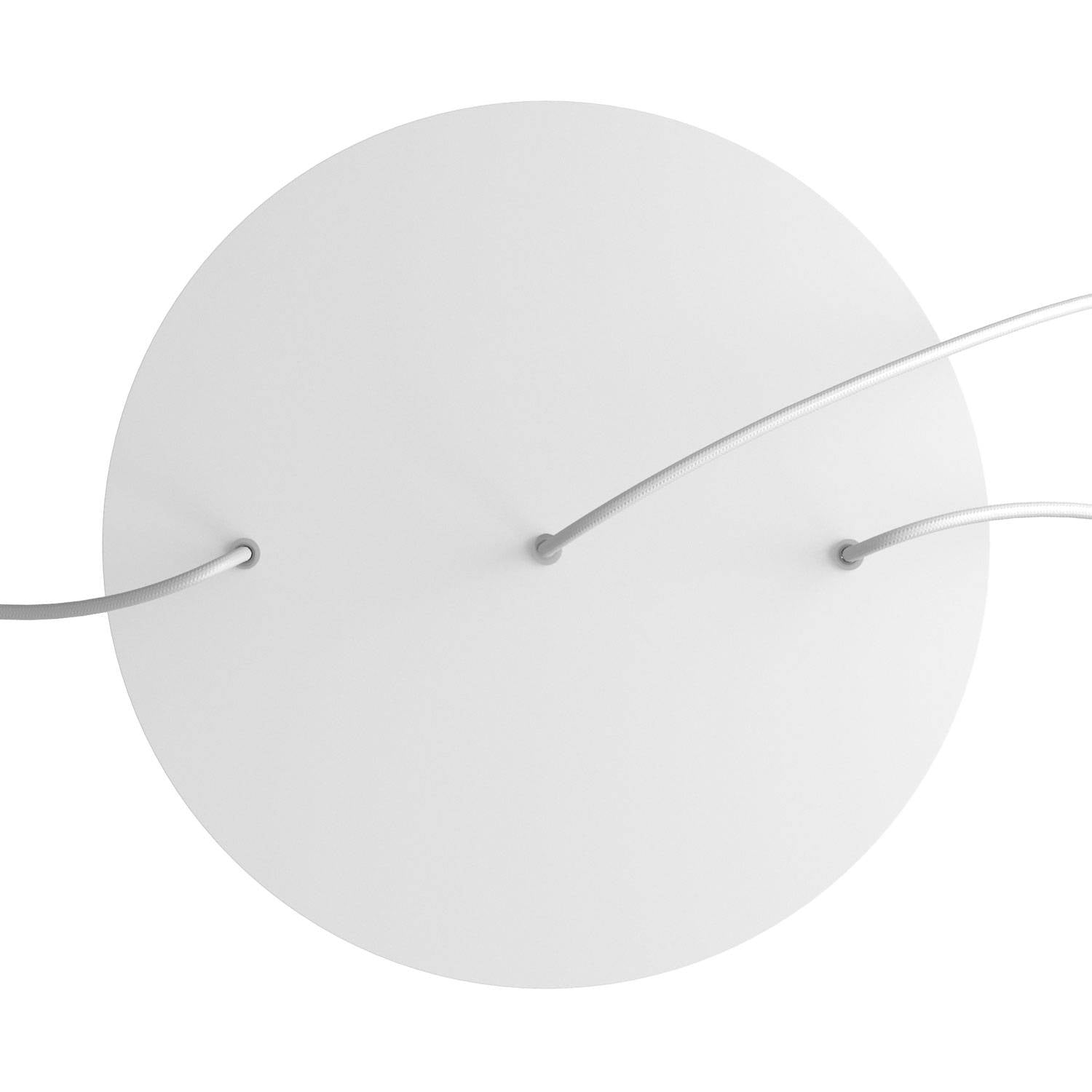 Rosone XXL Rose - One rotondo, diametro 400 mm con 3 fori in linea e 4 fori laterali - Bianco opaco - Creative Cables