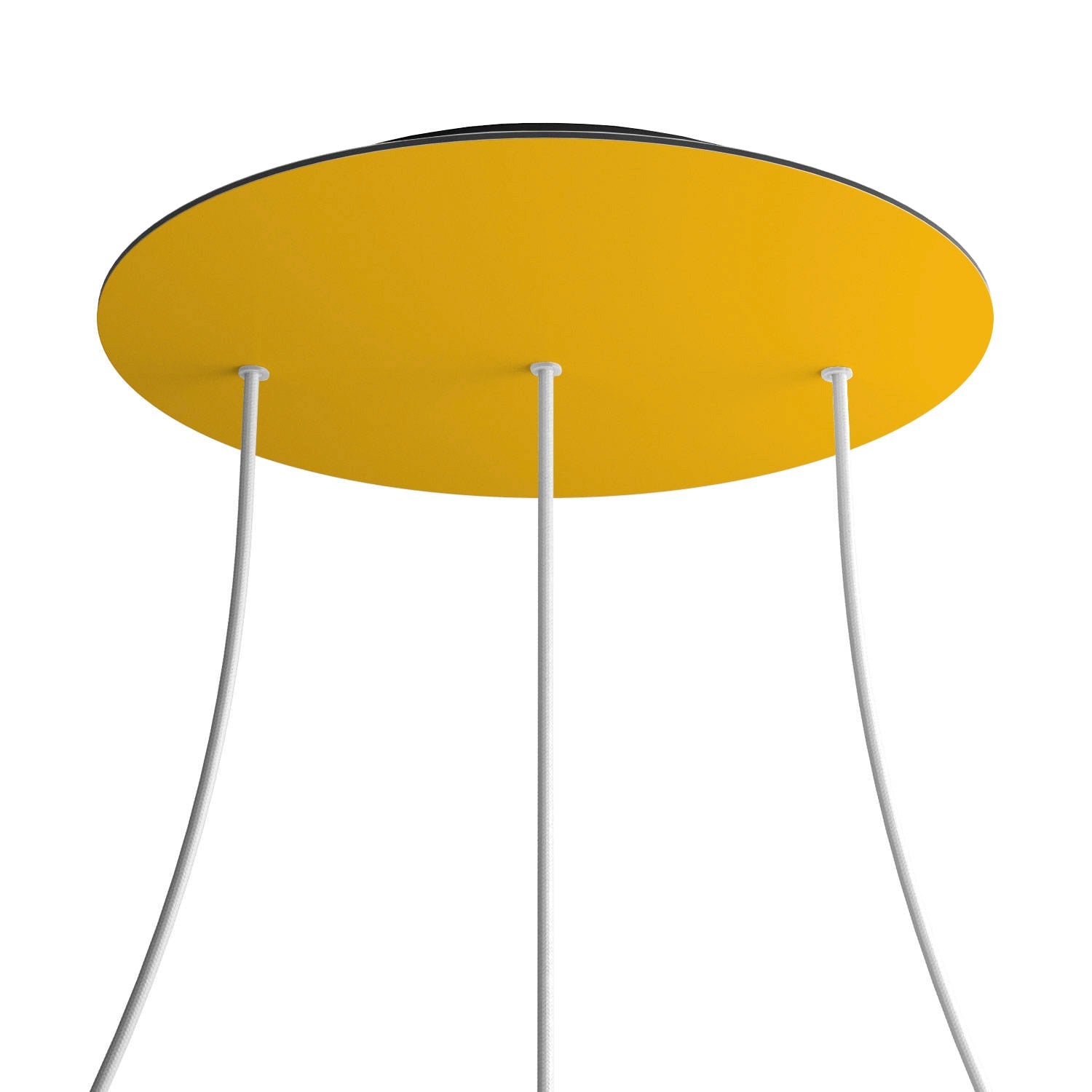 Rosone XXL Rose-One rotondo, diametro 400 mm con 3 fori in linea e 4 fori laterali - Mostarda Nero