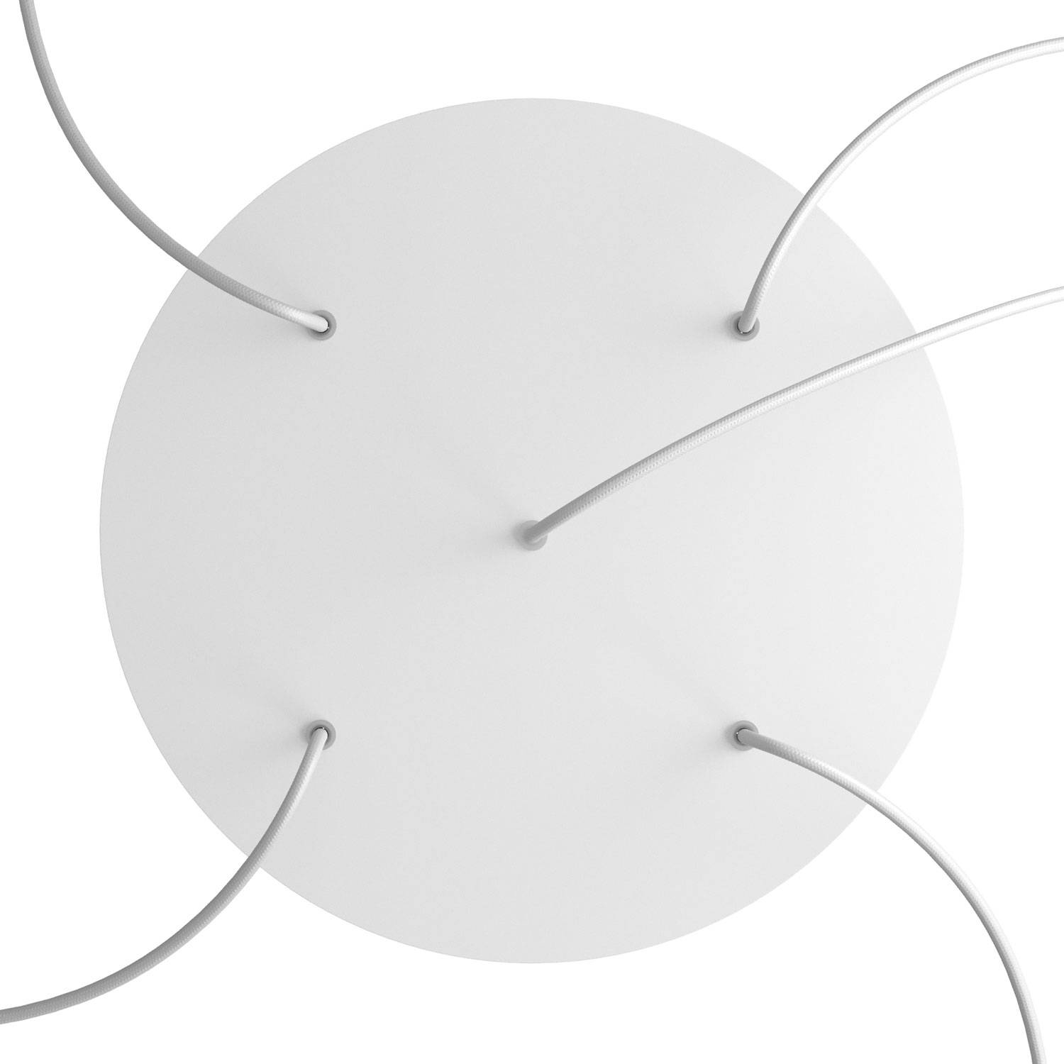 Rosone XXL Rose - One rotondo, diametro 400 mm con 5 fori e 4 fori laterali - Bianco opaco - Creative Cables