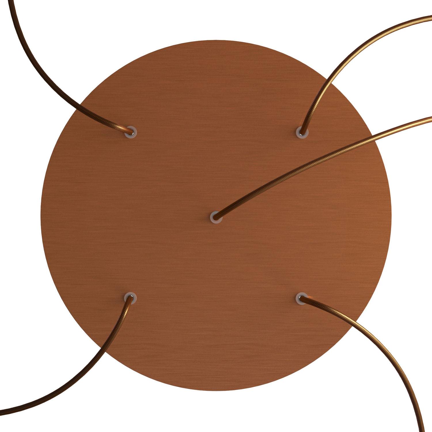 Rosone XXL Rose-One rotondo, diametro 400 mm con 5 fori e 4 fori laterali - Dibond Rame satinato Bianco