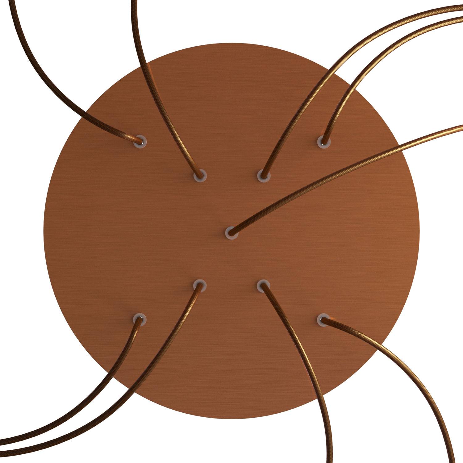 Rosone XXL Rose-One rotondo, diametro 400 mm con 9 fori a X e 4 fori laterali - Dibond Rame satinato Bianco