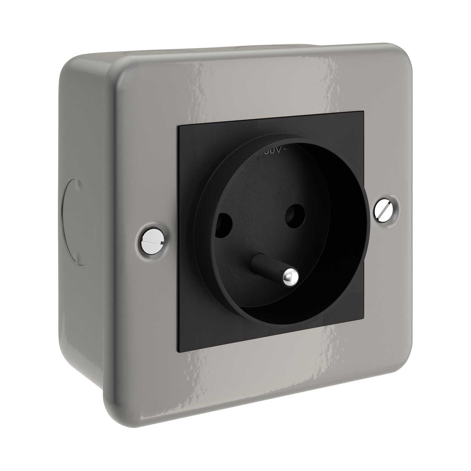 Scatola da parete in metallo con presa francese per Creative - Tube - Creative Cables