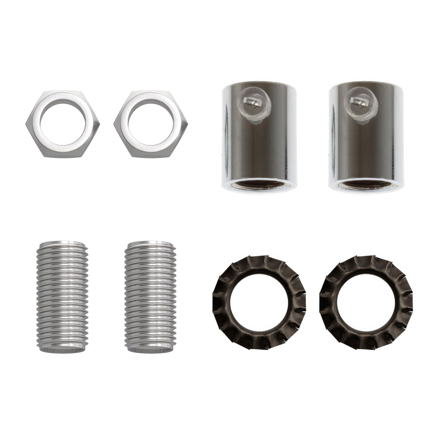 Serracavo cilindrico in metallo completo di tige, dado e rondella - Cromo