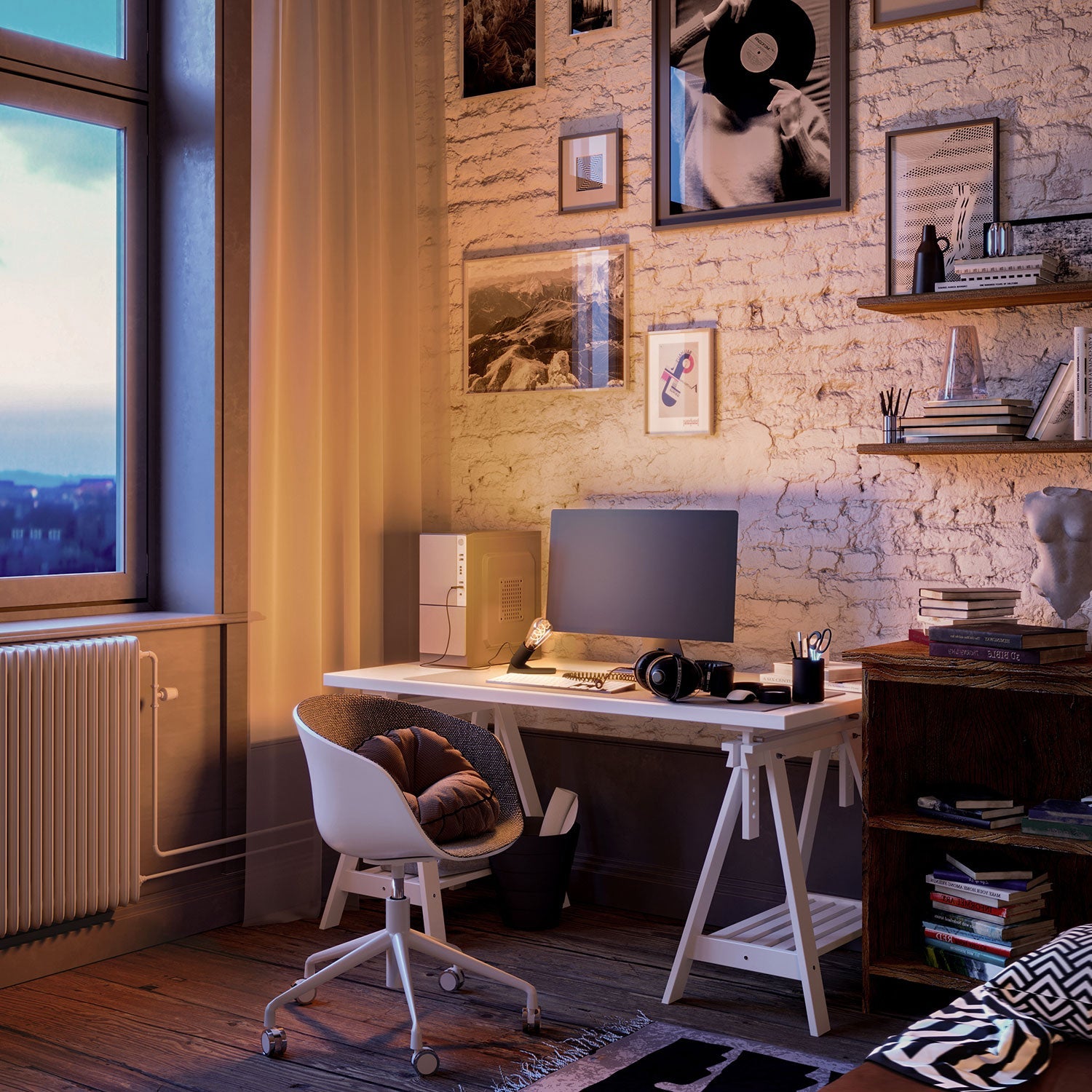 SI! Lampada da tavolo a 5V con lampadina ST64 e base metallica - Nero