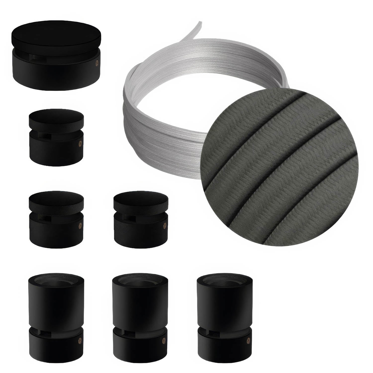 Sistema Filé Linear Kit - con cavo CM03 di 5 m per catenaria e 7 componenti in legno verniciato nero per interni