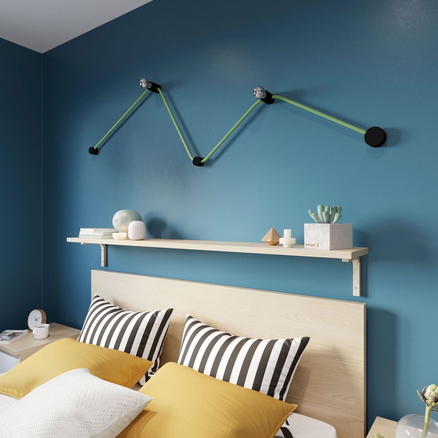 Sistema Filé Wiggle Kit - con cavo CX08 di 3 m per catenaria e 5 componenti in legno verniciato nero per interni