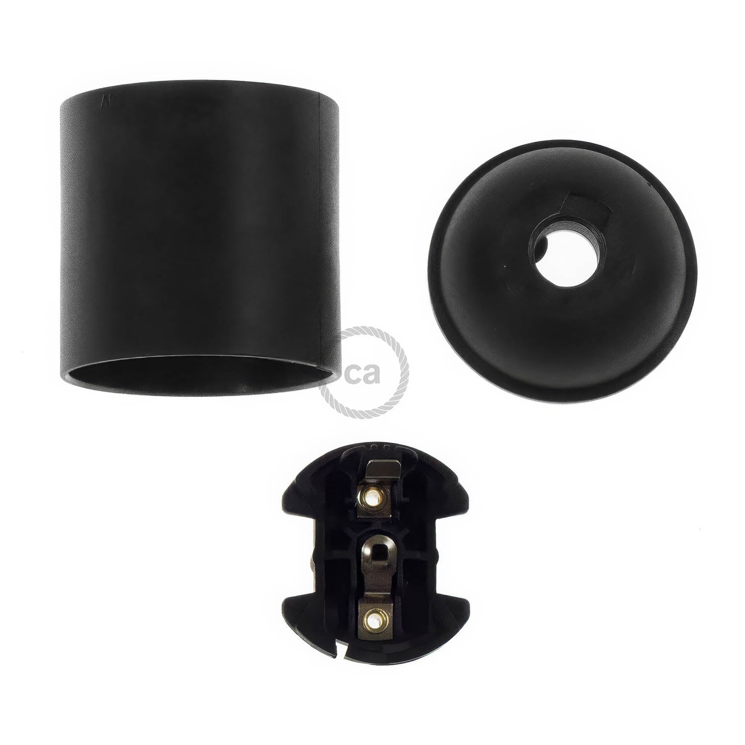 Smooth Sided Thermoplastic E26 light bulb socket - Black