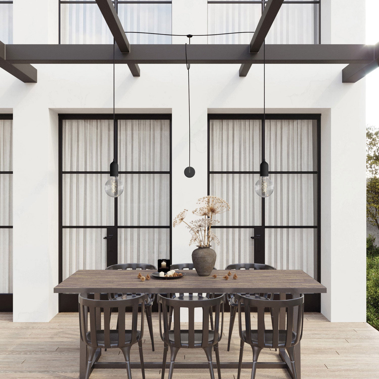 T-Snake EIVA Outdoor lamp for wet locations with 2 lights with canopy - Black